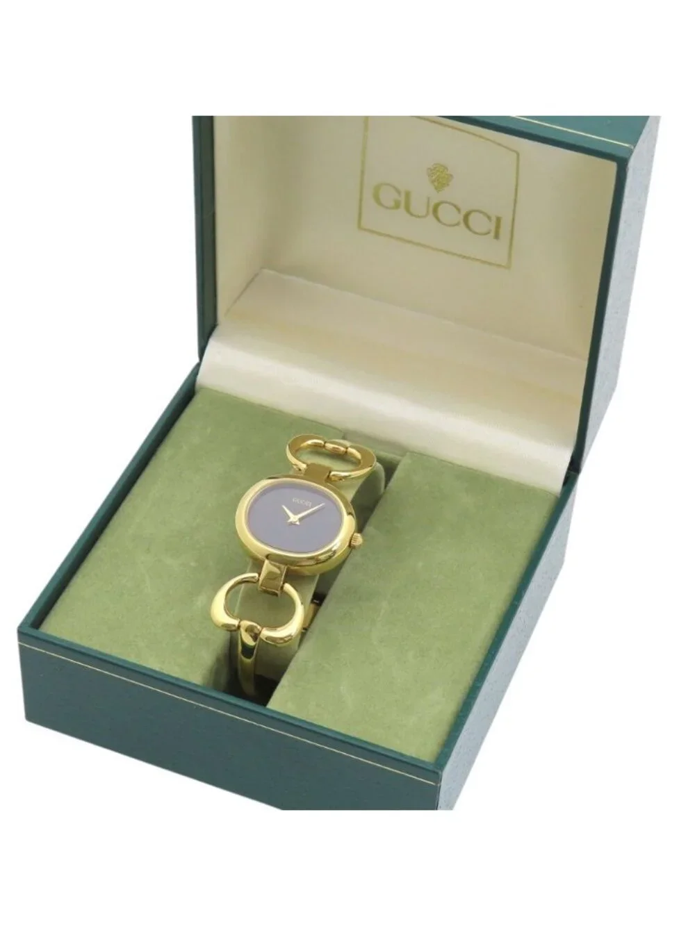 Gucci Quartz Watch Stainless Steel Black Gold Dial